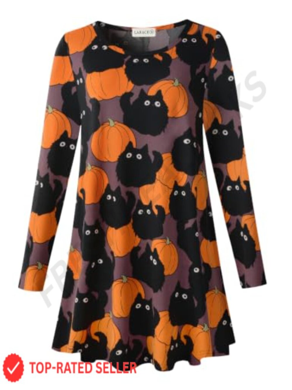 Womens Long Sleeve Tunic Top Plus Size Flowy Round Neck Rayon Spandex